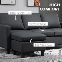 HOMCOM Modern L-shaped Fabric Sectional Sofa Couch w/ Chaise Lounge, Reversible Ottoman Bench(m-4)