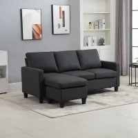 HOMCOM Modern L-shaped Fabric Sectional Sofa Couch w/ Chaise Lounge, Reversible Ottoman Bench(m-8)
