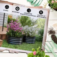 Outsunny Zestaw 2 ocynkowanych pojemników do sadzenia, Ø60 x 30H cm donice z otwartym dnem na różne rośliny, Ciemnoszary(m-7)