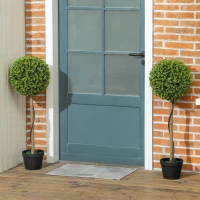 HOMCOM Kunsteucalyptusboom, Set van 2, Inclusief Pot, Onderhoudsvriendelijk, 90 cm(m-2)