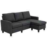 HOMCOM Modern L-shaped Fabric Sectional Sofa Couch w/ Chaise Lounge, Reversible Ottoman Bench