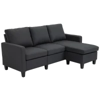 HOMCOM Modern L-shaped Fabric Sectional Sofa Couch w/ Chaise Lounge, Reversible Ottoman Bench(m-1)