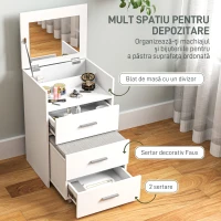 HOMCOM Masă de Machiaj cu Oglindă și Taburet Detașabil, Design Compact, Alb(m-6)