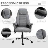 HOMCOM High Back Double-Tier Armrest Office Chair Grey(m-4)