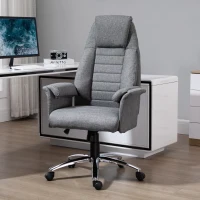 HOMCOM High Back Double-Tier Armrest Office Chair Grey(m-2)