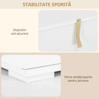HOMCOM Bufet cu Lumini LED Reglabile prin Telecomandă, Mobilier de Sufragerie cu 4 Sertare și 2 Dulapuri, 120x34x70 cm, Alb(m-7)
