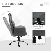 HOMCOM High Back Double-Tier Armrest Office Chair Grey(m-7)