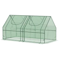 Outsunny Serra per Piante Orto con 2 Coperture in PE e PVC, Struttura in Acciaio - Verde 180x90x90cm(m-11)