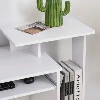 Vinsetto Scrivania Moderna con Mensola per Tastiera e Cassetto in Tessuto, 100x40x86.6cm, Bianco e Nero(m-9)