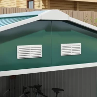 Outsunny Tuinschuur, Weerbestendig Tuinhuis voor Tuingereedschap, met Ventilatieramen, Schuifdeuren, Staal, Donkergroen(m-11)