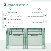 Outsunny Serra per Piante Orto con 2 Coperture in PE e PVC, Struttura in Acciaio - Verde 180x90x90cm(m-4)