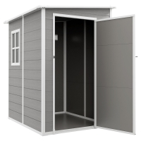 Outsunny Tuinschuur Metaal, Aluminium, Ruime Tuinschuur Met Slot, Ventilatie En Daglicht, 122x149x192/177 Cm, Grijs