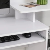 Vinsetto Scrivania Moderna con Mensola per Tastiera e Cassetto in Tessuto, 100x40x86.6cm, Bianco e Nero(m-10)