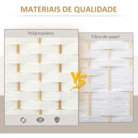 HOMCOM Biombo de 6 Painéis Separador de Ambientes Dobrável 240x170 cm para Sala de Estar Dormitório Escritório Branco(m-4)