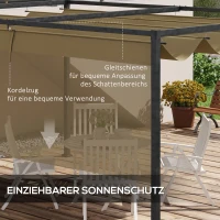 Outsunny Pergola, Solidna Ochrona Przed Słońcem dla Ogrodu, Balkonu, Tarasu, z Metalu i Tworzywa, UV- i Wodooporna, Khaki(m-5)