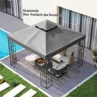 Outsunny 3 x 3 m Vervangingsdak voor Paviljoen, Dakzeil met Afvoergaten, UPF30+, Zonbescherming, Donkergrijs(m-7)