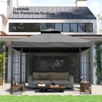 Outsunny 3 x 3 m Vervangingsdak voor Paviljoen, Dakzeil met Afvoergaten, UPF30+, Zonbescherming, Donkergrijs(m-8)