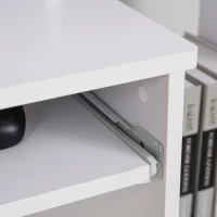 Vinsetto Scrivania Moderna con Mensola per Tastiera e Cassetto in Tessuto, 100x40x86.6cm, Bianco e Nero(m-11)