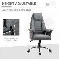 HOMCOM High Back Double-Tier Armrest Office Chair Grey(m-5)