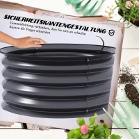 Outsunny Zestaw 2 ocynkowanych pojemników do sadzenia, Ø60 x 30H cm donice z otwartym dnem na różne rośliny, Ciemnoszary(m-6)