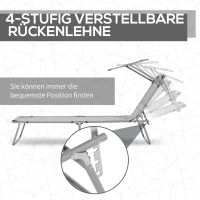 Outsunny Klapbare ligstoel met zonnescherm, verstelbare rugleuning, metalen frame, 187 x 58 x 36 cm, lichtgrijs(m-5)