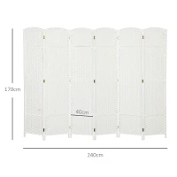HOMCOM Biombo de 6 Painéis Separador de Ambientes Dobrável 240x170 cm para Sala de Estar Dormitório Escritório Branco(m-3)