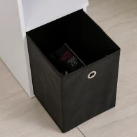 Vinsetto Scrivania Moderna con Mensola per Tastiera e Cassetto in Tessuto, 100x40x86.6cm, Bianco e Nero(m-12)