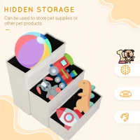 PawHut 3-Step Foldable Pet Steps Pet Stairs with Fleece Cover and Storage(m-5)