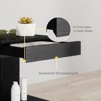 HOMCOM Nachtkastje, Bijzettafel met Lade en Open Opbergruimte, Modern Sofa Tafel met Schap voor Verschillende Ruimtes, Zwart(m-6)