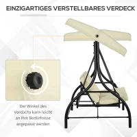 Outsunny Schommelbank, Hollywoodschommel met Zonnescherm, Tuinschommel, Verandaschommel, 3-zits, Schommelbed(m-4)