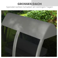 Outsunny 3-zits terrasschommel, verandaschommel met bedfunctie, Hollywoodschommel met muggennet en stalen frame, Grijs(m-6)