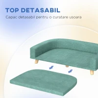 PawHut Canapea pentru Caini Mari – Pat inaltat cu Perna si Cadru Lemn(m-5)