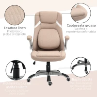 Vinsetto Scaun de Birou Ergonomic cu Brațe Rabatabile, Tetieră, Suport Lombar și Înălțime Reglabilă, 68x76x117 cm, Maro(m-9)