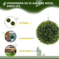 HOMCOM Kunstplanten Set van 2, UV-bestendige Decoratieve Planten, Decor-Planten, Indoor, Outdoor, 45 cm, Groen(m-4)