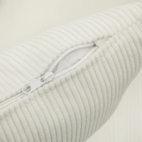 HOMCOM Nowoczesny Fotel z Podłokietnikami, Tapicerowany Akcentowy Fotel z Poduszką Lędźwiową, Nogi z Drewna Kauczukowego, Kremowy(m-5)