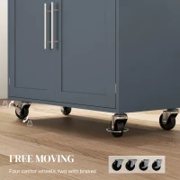 HOMCOM Cărucior Multifuncțional de Bucătărie cu Sertar, Roți, Suport pentru Condimente și Dulăpior, 109x40x89 cm, Gri(m-7)