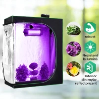 Outsunny Cort Hidroponic pentru Cultivare din Oxford 600D cu 3 Prize de Aer Reglabile și Fereastră, 120x60x150 cm, Negru(m-7)