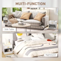 Homcom Set 2 Noptiere Moderne – Alb, cu Sertar & Raft Deschis(m-6)