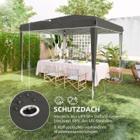 Outsunny 3 x 3 m Pop-up Paviljoen met Draagtas, UPF50+ Hoogteverstelbaar Tuinpaviljoen, Donkergrijs(m-6)