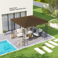 Outsunny Copertină pentru Pergolă, Acoperiș de Înlocuire pentru Pergolă cu Orificii de Scurgere, 298x298 cm, Maro(m-2)