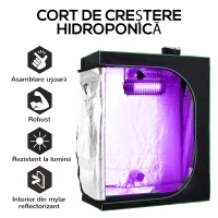 Outsunny Cort Hidroponic pentru Cultivare din Oxford 600D cu 3 Prize de Aer Reglabile și Fereastră, 120x60x150 cm, Negru(m-5)