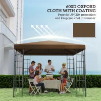 Outsunny Copertină pentru Pergolă, Acoperiș de Înlocuire pentru Pergolă cu Orificii de Scurgere, 298x298 cm, Maro(m-6)