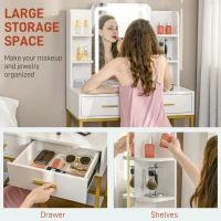 HOMCOM LED Light Dressing Table, with Stool - White(m-5)