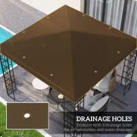 Outsunny Copertină pentru Pergolă, Acoperiș de Înlocuire pentru Pergolă cu Orificii de Scurgere, 298x298 cm, Maro(m-4)