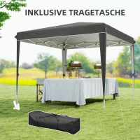 Outsunny 3 x 3 m Pop-up Paviljoen met Draagtas, UPF50+ Hoogteverstelbaar Tuinpaviljoen, Donkergrijs(m-7)