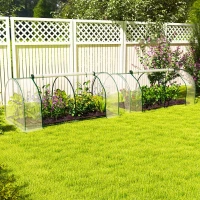 Outsunny Set of 2 Tunnel Greenhouse, Green Grow House with Roll-up Door, Steel Frame, Plastic Cover for Garden, Outdoor, 200 x 100 x 80cm, Clear(m-2)