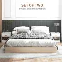 Homcom Set 2 Noptiere Moderne – Alb, cu Sertar & Raft Deschis(m-4)
