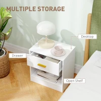 Homcom Set 2 Noptiere Moderne – Alb, cu Sertar & Raft Deschis(m-5)