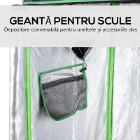 Outsunny Cort Hidroponic pentru Cultivare din Oxford 600D cu 3 Prize de Aer Reglabile și Fereastră, 120x60x150 cm, Negru(m-6)