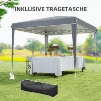 Outsunny 3 x 3 m Popup-Paviljoen met Draagtas, UPF50+ Hoogteverstelbaar Tuinpaviljoen, Lichtgrijs(m-7)